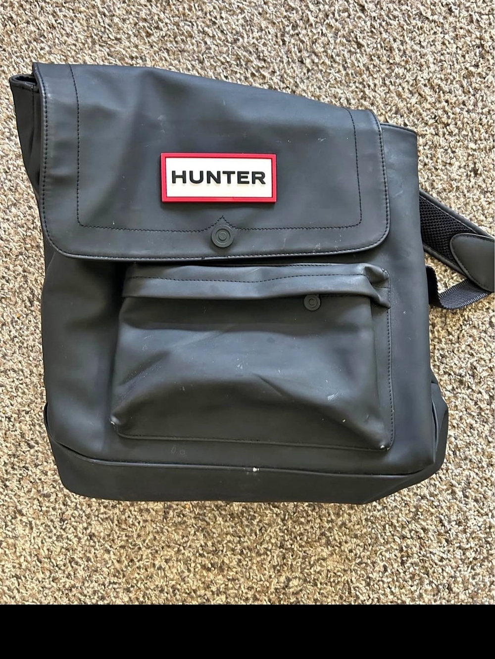 Hunter Black Waterproof Backpack with Red-Trim Logo